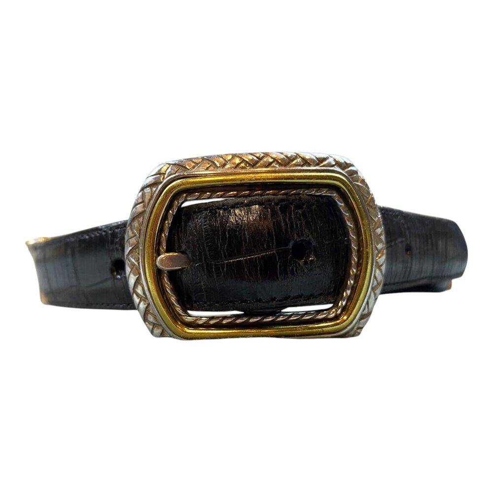 BRIGHTON Leather Belt Women’s M-30 Reversible Brown & Black Croc Leather #40210 - Picture 8 of 8
